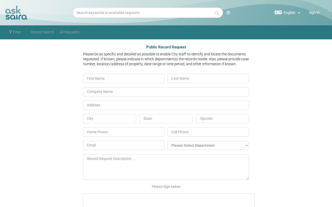 Whittier residents directory city records request