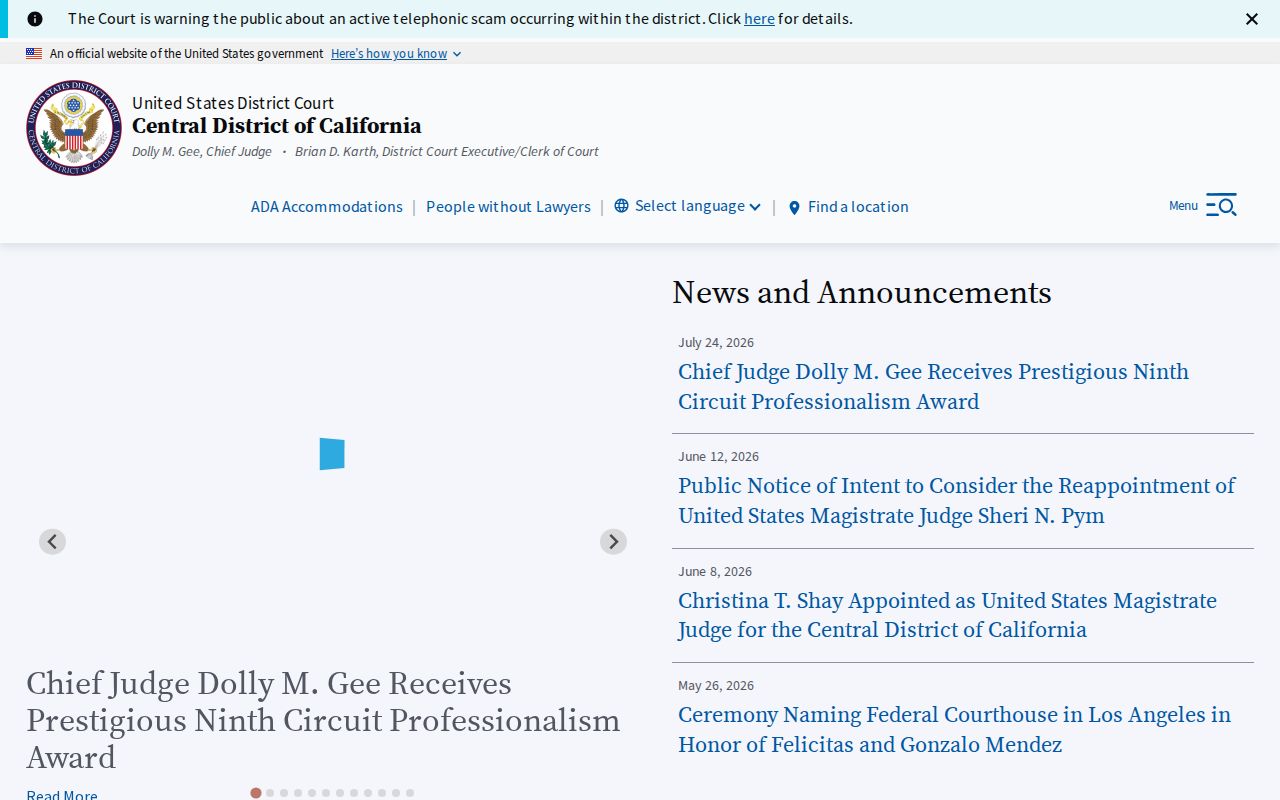 Whittier resident lookup Central District court resource
