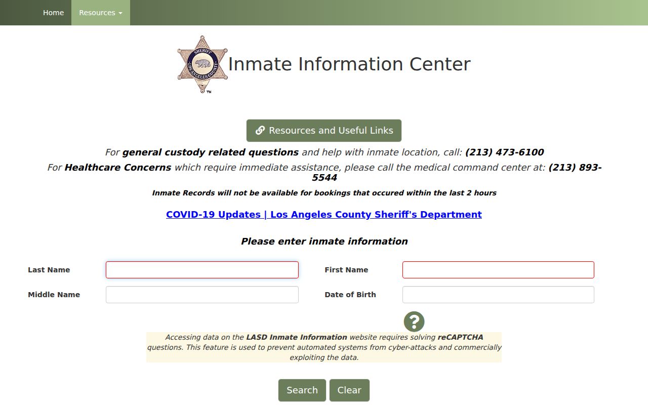 Whittier resident lookup Los Angeles County inmate information
